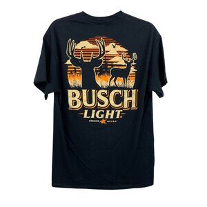 Busch Light Beer Black Short Sleeve T-shirt Mens Size Small Deer Hunting